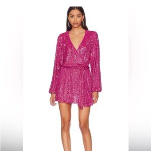Free People Crista- Pink Sequin Wrap Romper